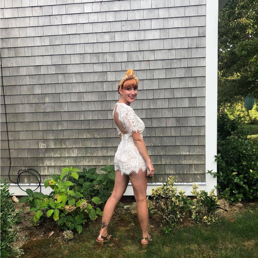 White Backless Romper